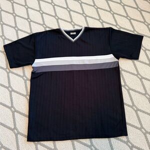 Men's Classic Black and Gray V-Neck Tee